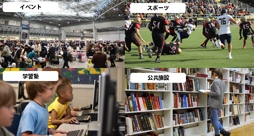 非接触体温計の利用シーン２イベント、スポーツ、学校、公共施設